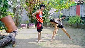 Yoga teacher fucks student outdoors