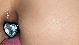 Aaliyah Yasin enjoys a jewel in her tight ass during interracial play