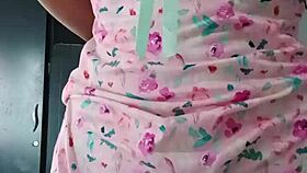 Model in Sexy Pink Pajamas Poses Innocently