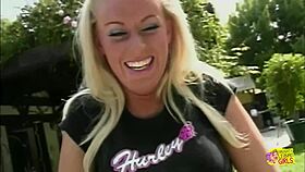 Imagine a strapon creampie in this blonde lesbian slut during outdoor POV