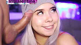 Valentina, the blonde latina, craves daily orgies with cum dripping over her curvy body.