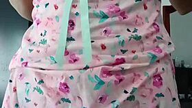 Model in Sexy Pink Pajamas Poses Innocently