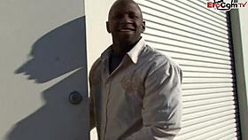 Busty curvy blonde slut from Britain and America gets creampie from monster big black cock 😍