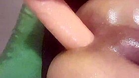 tight shemale playing with 11 inch dildo