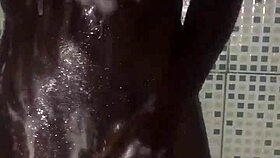 quick masturbation with monster cock before shower