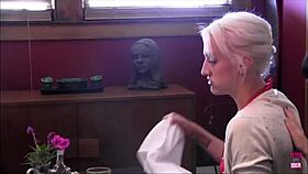 Gorgeous lesbian dominatrix straps on to bang a slutty blonde interviewer hard.