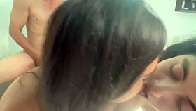 Watch this intense homemade threesome unfold