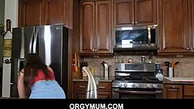 'Comfort me,' Step Mom Lilly Hall Says As Step Son Touches Her Big Tits And Ass In Kitchen Orgy