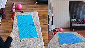 Wow! Dual Cam Naked Yoga Workout with Fat Milf Spreading Big Ass Wide!