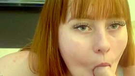 Redhead neighbor gets a birthday cock as a surprise gift