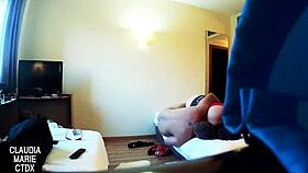 A fat woman and a special boy share an intimate moment together