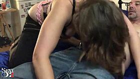 French Slut in Pink Satin and Black Leather Gets Pounded! Blowjob and Rimming Action!