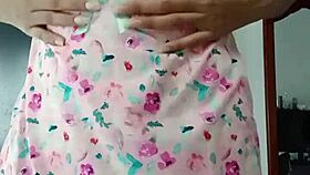 Model in Sexy Pink Pajamas Poses Innocently