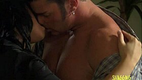 Hey, wanna see this stunning brunette with big boobs bang her horny boyfriend on the desk?