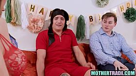 Step Moms Seduce Virgin Step Sons in Foursome