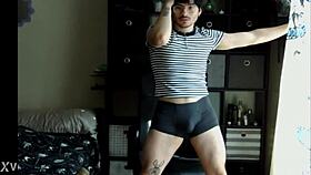 Watch this Latino strip and dance to techno music