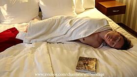 Sofi in sash-tied dressing gown reading book part 2-3