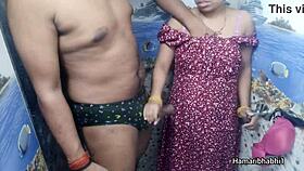 can you believe this indian bhabhi's handjob makes her husband cum on her blue panties in the bathroom?