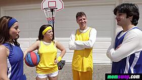 Momswop step moms drill with basketball stepsons