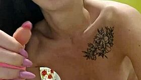 Raven-Haired Petite 18+ Chick Teases, Rubs, and Fucks Tight Pussy in Kitchen