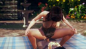 Hot 3D couple engages in detailed sex acts in natural surroundings