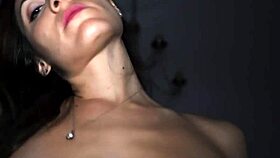 The tall skinny brunette slut with a big ass and small tits fucks her fan and takes his virginity