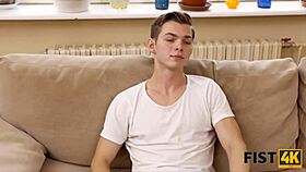 bastard takes girlfriend to living room for fisting session