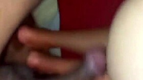 Happy cuckold watches his wife with natural tits get anal and blowjob from big black cock.