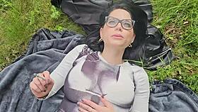 Hey, just chilling on the grass, wanna see my boobs glowing in the sun?