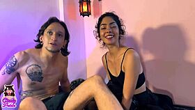 i invited my bf to a threesome after he cheated with her, cum on tits latina riding in dorm