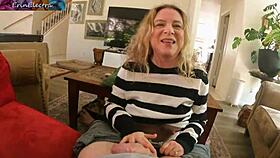 Stepmom’s just chilling in underwear in the living room, wanna join?