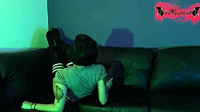 Alien girl performs sloppy deepthroat intensely