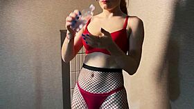 Young 18+ myredfoxgirl in boots and pantyhose gets lucky with a guy.