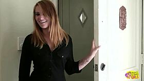 Dominant brunette girl takes control over a much small 18+er brunette babe and eats her out