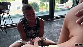 cuckold loser watches his wife get fucked and filled with cum by old guys