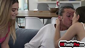 OhFamilyPies com - Teen Stepsisters Molly Little 18+ and Sera Ryder Ride Stepbrother’s Big Cock