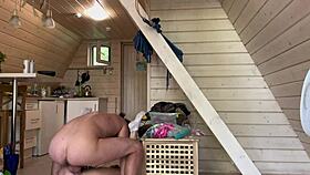 Blonde babe in sexy lingerie takes a monster cock for a wild homemade ride! 🔥