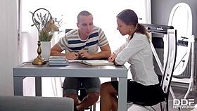 Carre Bends Over Desk Roughly