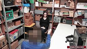 Teen babe caught stealing gets drilled by strict officer in office