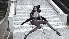 This 3D big boobs Asian milf singer got drilled hard outdoors! 😮