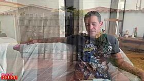 motoboy delivers pizza, couple invites him for threesome