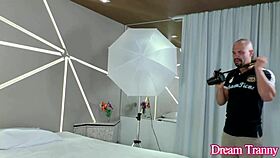 Big ass tranny Julia Alves teases photographer with anal seduction