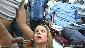 blonde spinner gets double penetrated at public spot