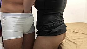 wife's fat curvy ass rubbing on cock in bent over doggy style to cum from dryhumping masturbation