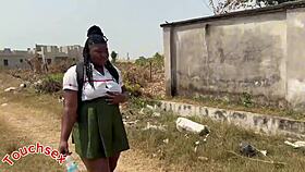 Chubby student bent over for monster cock deepthroat and doggystyle fucking in uncompleted building