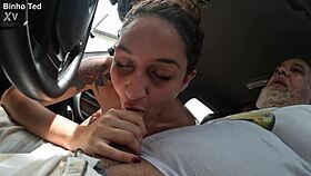 inside the car, this juicy latina begs for cum in her ass