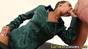 glam euro babe in stockings gets drenched in cum! Wow!