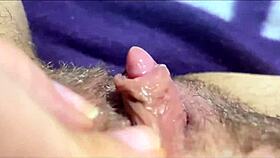a close-up view of her vaginal orgasm during masturbation