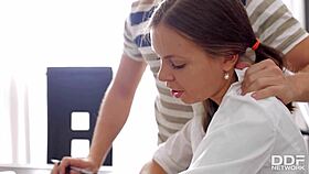 Carre Bends Over Desk Roughly