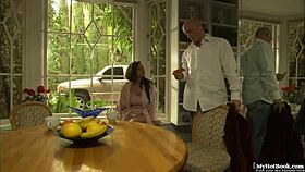 Beautiful redhead lady enjoys hard doggystyle outdoor sex.